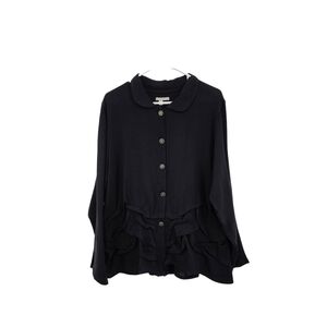 Ancienne Women's Vintage Wool Rayon Blend  Button Front Tunic Top Lagenlook - M